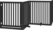 vidaXL Poartă câini pliabilă cu ușă 4 panouri negru, 320 cm, lemn plop