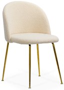 Scaune living bej din boucle cu cadru metalic auriu BUC 284