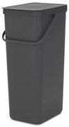 Cos de gunoi colectare selectiva Brabantia Sort&Go 1004140, 40 L, Maner, Montabil pe perete, Gri inchis