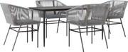vidaXL Set de sufragerie de grădină 5 piese sticlă poliratan gri