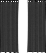 vidaXL Perdele Voile cu Oeli 2 buc Negru 140x300 cm