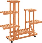 vidaXL Suport pentru flori cu roți, 95x25x101 cm, lemn masiv de brad