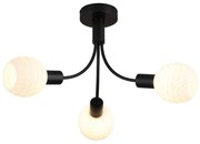 Lustra aplicata metal negru, sticla opal Nova 3L