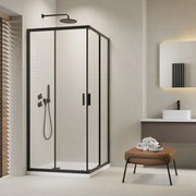 Cabina de dus patrata cu usi glisante Radaway Alienta 80x80 cm negru-transparent