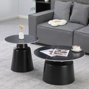Masuta De Cafea Set 2 Bucati Davina Metal-piatra Sinterizata Negru Aspect Marmura