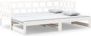 vidaXL Pat extensibil de zi, alb, 2x(90x190) cm, lemn masiv de pin