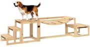 PawHut Set de agilitate pentru câini, construcție de antrenament pentru câini cu pod, scară, platformă din lemn de brad, pentru câini mari până la 40 kg | Aosom Romania