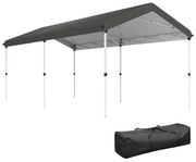 Outsunny Pavilion Pliabil Pop Up cu Înălțime Reglabilă în 3 Trepte și Geantă de Transport, 584x297.5x272 cm, Gri Închis | Aosom Romania