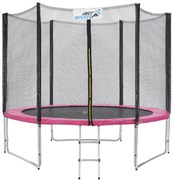 Trampolina Jampino 3,05 metrový priemer s ochrannou sieťkou a rebríkom ružová
