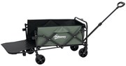 Outsunny Cărucior Pliabil de Grădină de 72l cu Deschidere Posterioară, Roți, Buzunare și Mâner, 114x46x65-92 cm, Verde | Aosom Romania