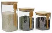 Set de recipiente Maxxo din sticlă Bamboo culingură, 3 buc.
