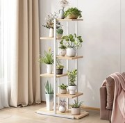 Suport de flori alb cu 6 rafturi