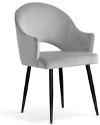 Scaun tapitat cu catifea-picioare metalice Goda Silver BL03/Black-l54xA58xH87cm