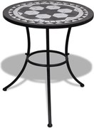 vidaXL Masă de bistro, alb și negru, 60 cm, mozaic