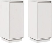 vidaXL Servante, 2 buc., alb, 31,5x34x75 cm, lemn masiv de pin