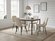 Set de dining 1 + 4, masa CITY 110x75 cm stejar artisan + scaun de dining crem RIFT cu picioare negre