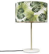 Lampă de masă modernă din alamă cu abajur cu frunze 35 cm - Kaso