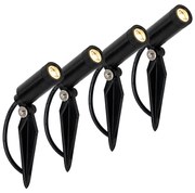 Set de 4 spoturi cu vârf negru inclusiv LED IP65 reîncărcabil solar - Garly