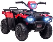 ATV electric pentru copii HOMCOM, max. 4 km/h, de la 3 ani, faruri LED, port de muzică, negru+roșu 88 x 45 x 50 cm | Aosom Romania