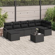 vidaXL Set de canapele pentru grădină 8 pcs Negru Rattan poli