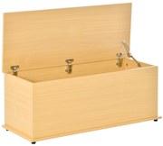 HOMCOM Cufăr de depozitare din lemn, taburet pentru depozitare cu capac pentru dormitor și sufragerie, sarcină max. 120 kg, 100x40x40 cm Natural | Aosom Romania
