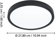 Eglo 901373 - LED RGBW, plafonieră reglabilă cu sticlă fumurie FUEVA-Z LED/14,3W/230V 27,8cm IP44 negru