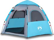 vidaXL Cort de camping cabană 4 persoane albastru cu eliberare rapidă