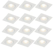 Set de 12 spoturi incastrate albe pătrate GU10 50mm IP44 - Xena
