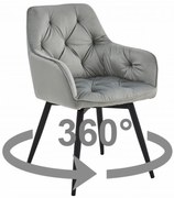 Scaun de masa rotativ JORK360 VELVET, gri deschis