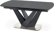 Masa extensibila din sticla/otel PATRIZIO, negru, 160/200x90x77 cm