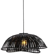 Lampă suspendată orientală din bambus negru 62 cm - Pua