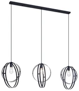 Lampă suspendată de design neagră dreptunghiulară cu 3 lumini - Indu