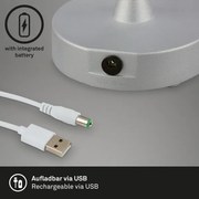 Lampă LED reîncărcabilă dimabilă de masă Brilo LOLE LED/3W/5V IP44 argintiu