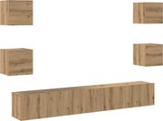 vidaXL Set comodă TV Pe perete 6 pcs Maro Lemn compozit