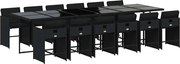 vidaXL Set mobilier de grădină cu perne, 13 piese, negru, poliratan