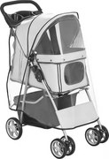 PawHut Cărucior pentru Câini Pliabil cu Husă de Ploaie, Roți Rotative și Pernuță Lavabilă, 77x44x102cm, Gri | Aosom Romania