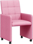 vidaXL Scaune de dining cu roți 2 pcs Roz 58 x 65 x 94 cm țesătură