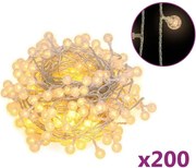 vidaXL vidalXL Ghirlandă luminoasă, 200 LED-uri, alb cald, 8 funcții, 20 m