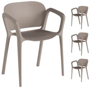 Outsunny Set 4 Scaune de Grădină Stivuibile cu Brațe, Rezistente la Raze UV și Impermeabile, 60x56x75 cm, Gri | Aosom Romania