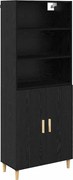 vidaXL Bufet Stejar Negru 69,5 x 32,5 x 180 cm Lemn compozit
