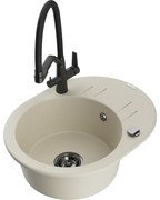 Mexen Kevin chiuvetă de bucătărie din granit cu 1 compartiment și baterie Duo, bej - 6517-69-671701-70-B