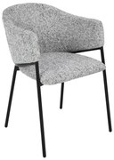 Set de 2 scaune aspect retro, Metal Negru, Chenille Gri, NOBLESSE A-47577 VC