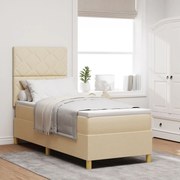 vidaXL Pat cu arcuri și saltea crem 80x200 cm din țesătură