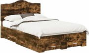 vidaXL Cadru de pat Stejar fumuriu 135 x 190 cm Lemn compozit