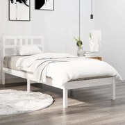 vidaXL Cadru de pat, alb, 100x200 cm, lemn masiv