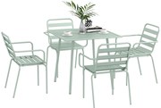 Outsunny set de masă de 5 piese pentru grădină, mobilier exterior rezistent la intemperii, 80x80x74 cm, verde | Aosom Romania