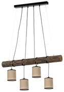 Spot-Light 68859456 - Candelabru suspendat pe cablu NEGRO, 4xE27/25W/230V, lemn de pin