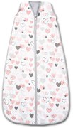 Sac de dormit copii de vara din muselina Kidizi Pink Hearts 75 cm, 100% bumbac, 0-9 luni