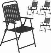 Outsunny Set de 4 scaune de grădină pliabile pentru exterior cu cotiere, spătar și șezut cadru metalic 55x63x93 cm negru | Aosom Romania