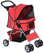 PawHut Cărucior pentru Câini de până la 10 kg, 75x45x97 cm, Roșu | Aosom Romania